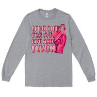 Heather Grey i fought for my life and i won Long Sleeve Tee - NancyCooperArtShop