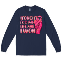 Navy i fought for my life and i won Long Sleeve Tee - NancyCooperArtShop