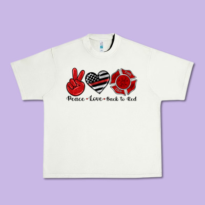 Peace Love Back To Red Urban Heavy Tee Designed By Artiststas