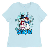 Baby Blue Let It Snow Ladies Tee - RanaPortraitStore