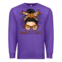 Purple Hair stylist messy bun Premium Sweatshirt - BarkalooDesign