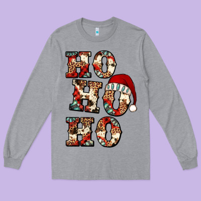 Ho Ho Ho Western Christmas Long Sleeve Tee Designed By Jasminsmagicworld