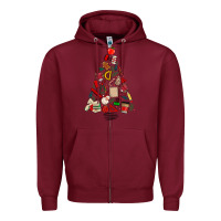 Burgundy teacher christmas tree Zipper Hoodie - MaliasSmallBusiness