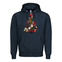 Navy teacher christmas tree Zipper Hoodie - MaliasSmallBusiness