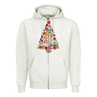 Oatmeal Heather teacher christmas tree Zipper Hoodie - MaliasSmallBusiness
