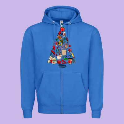 Teacher Christmas Tree Zipper Hoodie Designed By Maliassmallbusiness