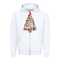 White teacher christmas tree Zipper Hoodie - MaliasSmallBusiness