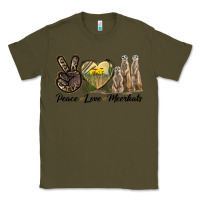 Army Green Peace Love Meerkats Classic Tee - LillyAllenDesigns