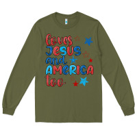 Army Green love jesus and america too Long Sleeve Tee - JahusDesignShop