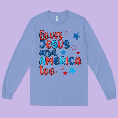 Love Jesus And America Too Long Sleeve Tee Designed By Jahusdesignshop