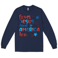 Navy love jesus and america too Long Sleeve Tee - JahusDesignShop