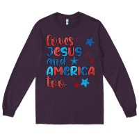 Plum love jesus and america too Long Sleeve Tee - JahusDesignShop