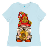 Baby Blue western gnome with sunflowers Ladies Tee - texasbilliewilder