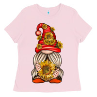 Bubblegum Pink western gnome with sunflowers Ladies Tee - texasbilliewilder