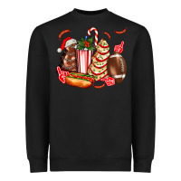 Black Christmas tree cake American football  ball and hot dogs ado Heavyweight Sweatshirt - AdoDesignShop