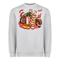 Heather Grey Christmas tree cake American football  ball and hot dogs ado Heavyweight Sweatshirt - AdoDesignShop
