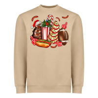 Mushroom Christmas tree cake American football  ball and hot dogs ado Heavyweight Sweatshirt - AdoDesignShop