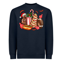 Navy Christmas tree cake American football  ball and hot dogs ado Heavyweight Sweatshirt - AdoDesignShop