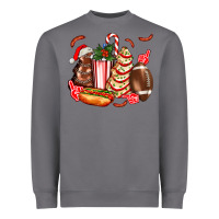 Christmas Tree Cake American Football  Ball And Hot Dogs Ado Heavyweight Sweatshirt | Teevron