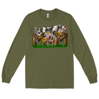 Army Green Western Mom With Spotted Pig And Baby Pig Long Sleeve Tee - LillyAllenDesigns