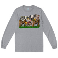 Heather Grey Western Mom With Spotted Pig And Baby Pig Long Sleeve Tee - LillyAllenDesigns