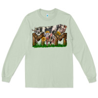 Matcha Western Mom With Spotted Pig And Baby Pig Long Sleeve Tee - LillyAllenDesigns