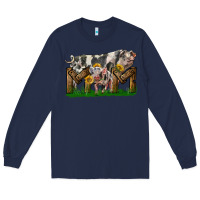 Navy Western Mom With Spotted Pig And Baby Pig Long Sleeve Tee - LillyAllenDesigns
