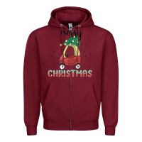 Burgundy merry christmas kids car Zipper Hoodie - MaliasSmallBusiness