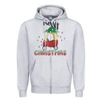 Heather Grey merry christmas kids car Zipper Hoodie - MaliasSmallBusiness