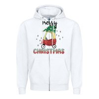 White merry christmas kids car Zipper Hoodie - MaliasSmallBusiness