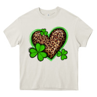 Cream st patricks day leopard heart with shamrocks Heavy Core Tee - Artiststas