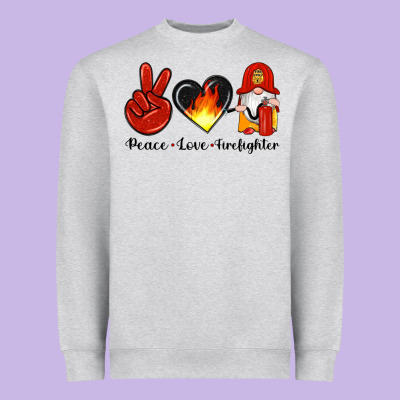 Peace Love Firefighter Heavyweight Sweatshirt Designed By Artiststas