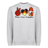 Heather Grey peace love firefighter Heavyweight Sweatshirt - Artiststas