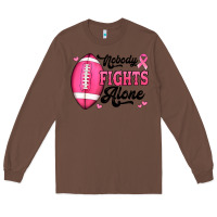 Chestnut nobody fights alone pink football breast cancer awareness Long Sleeve Tee - Jasminsmagicworld