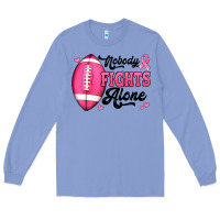 Colony Blue nobody fights alone pink football breast cancer awareness Long Sleeve Tee - Jasminsmagicworld