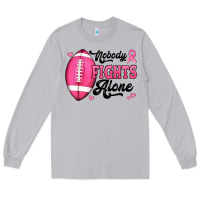 Moon Dust nobody fights alone pink football breast cancer awareness Long Sleeve Tee - Jasminsmagicworld