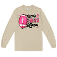 Mushroom nobody fights alone pink football breast cancer awareness Long Sleeve Tee - Jasminsmagicworld