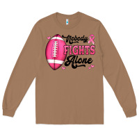 Toasted Coconut nobody fights alone pink football breast cancer awareness Long Sleeve Tee - Jasminsmagicworld