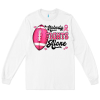 White nobody fights alone pink football breast cancer awareness Long Sleeve Tee - Jasminsmagicworld