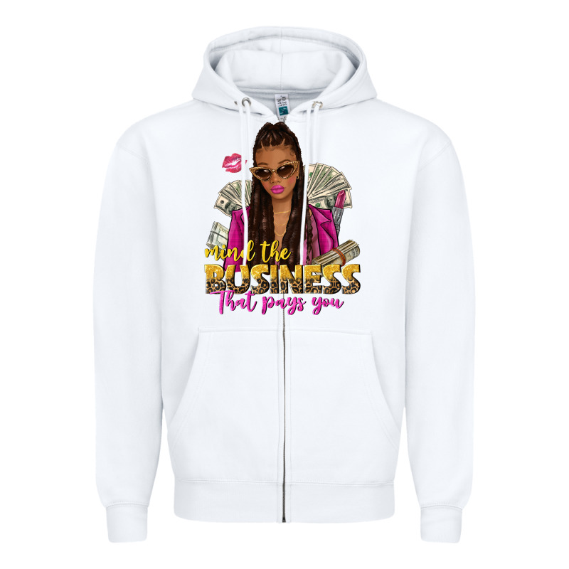 Mind The Business That Pays You Afro Woman Zipper Hoodie by NancyCooperArtShop | Teevron