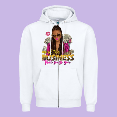 Mind The Business That Pays You Afro Woman Zipper Hoodie Designed By Nancycooperartshop