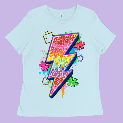 Lightning Bolt Autism Ladies Tee Designed By Zillion Design Studio