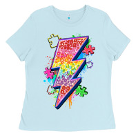 Baby Blue lightning bolt autism Ladies Tee - Zillion Design Studio