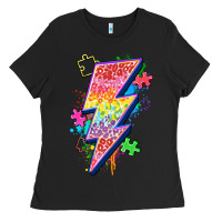 Black lightning bolt autism Ladies Tee - Zillion Design Studio