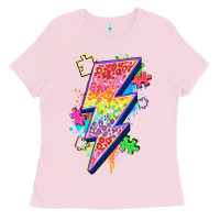 Bubblegum Pink lightning bolt autism Ladies Tee - Zillion Design Studio
