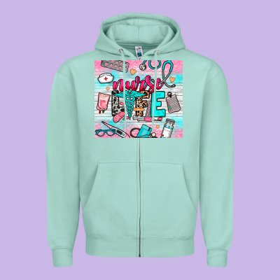 Nurse Life Zipper Hoodie Designed By Nancycooperartshop