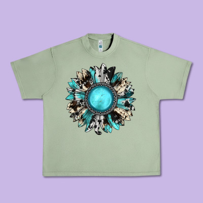 Western Sunflower Gemstone Urban Heavy Tee Designed By Jahusdesignshop