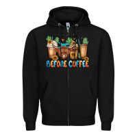 Black moody before coffee Zipper Hoodie - MaliasSmallBusiness