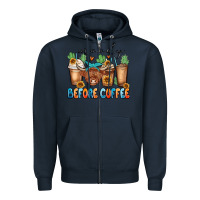 Navy moody before coffee Zipper Hoodie - MaliasSmallBusiness