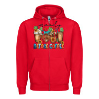 Red moody before coffee Zipper Hoodie - MaliasSmallBusiness